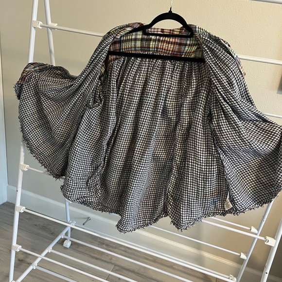 FREE PEOPLE cozy light flannel plaid button down blouse. Full and warm - Picture 3 of 6
